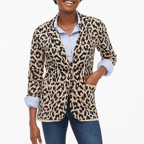 J. Crew Jackets & Blazers - New J. Crew Leopard Sweater Knit Jacket